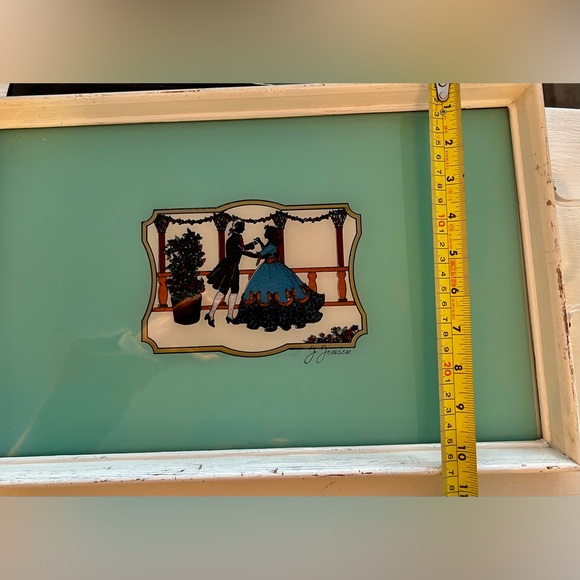 Vintage J. Jensen Foil Art Glass and Wood Tray - Picture 11 of 14